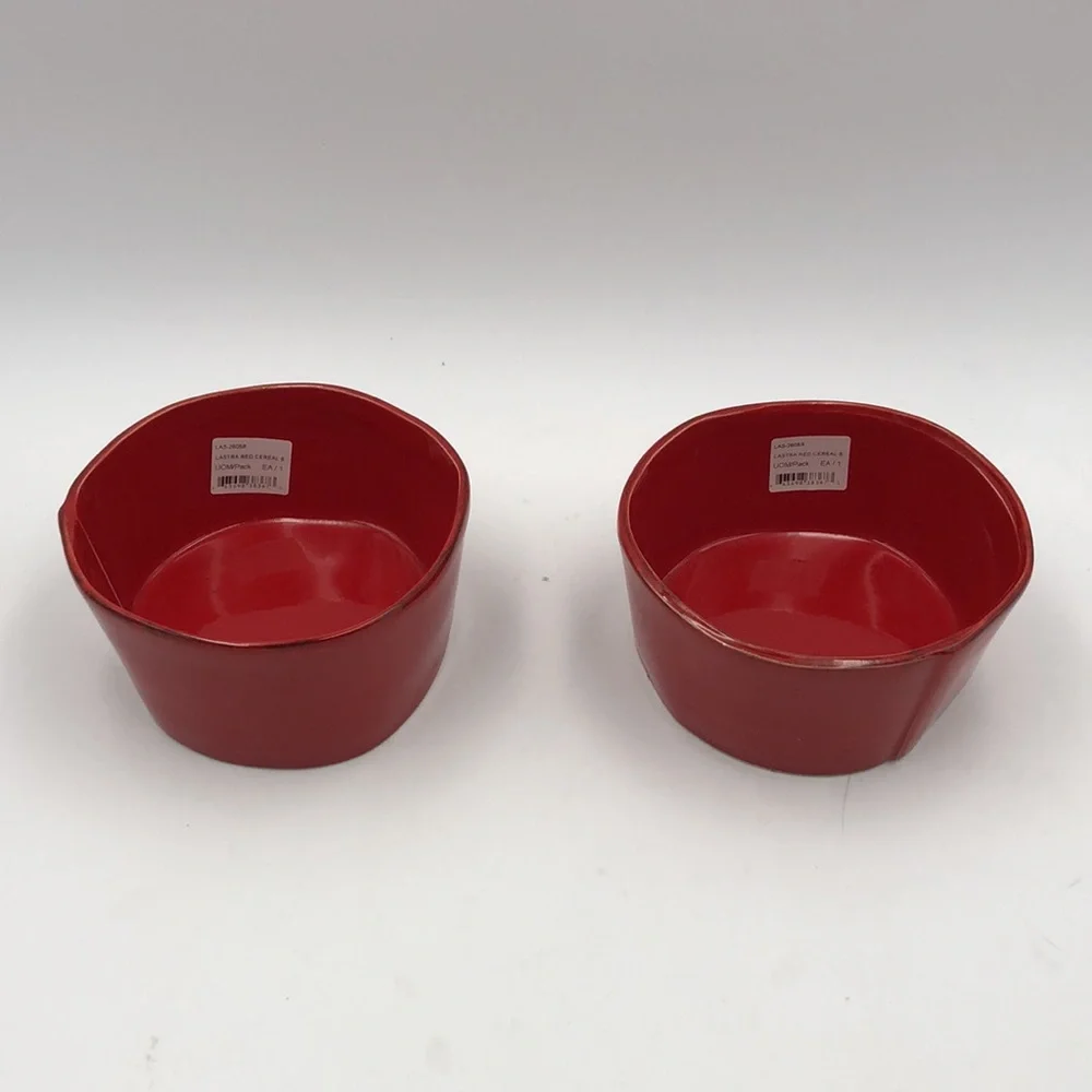 Vietri Lastra Red Cereal Bowls Made in Italy Set of 2